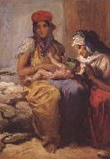 Theodore Chasseriau Femme maure allaitant son enfant et une vieille (mk32) Spain oil painting artist
